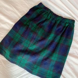 Vintage Blue and Green Plaid Skirt